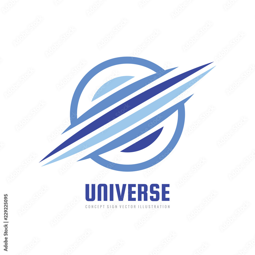 Poster universe - concept business logo template vector illustration. abstract space planet creative sign. 