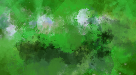 Abstract green watercolor background. Bright multi colored spots.
