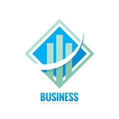 Business finance logo template - vector concept illustration. Economic infographic sign. Arrows and infograph bar. Growth graphic symbol. Investment icon. Design element