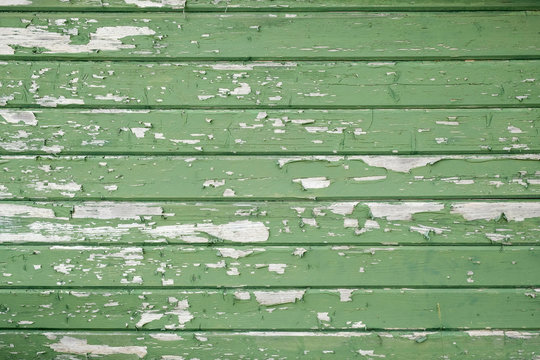 Holzwand, gr&uuml;ner Lack platzt ab, alt vintage retro, chabby, Textur, Hintergrund