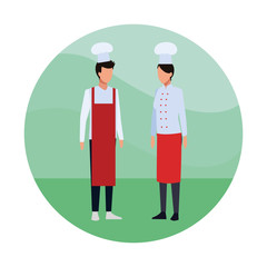 Chef couple cartoon