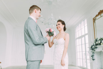 Stylish wedding in St. Petersburg. Russian wedding in European style in the Studio. Fine art in...