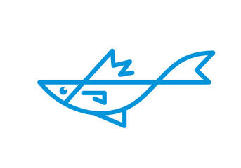 Sea fish - vector logo template concept illustration. Sea food. Line art. Design element.
