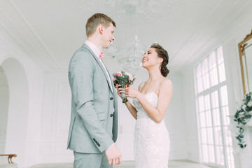 Stylish wedding in St. Petersburg. Russian wedding in European style in the Studio. Fine art in...