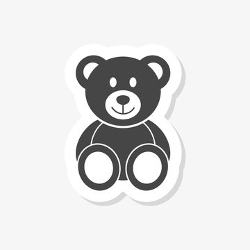 Cute smiling teddy bear sticker or logo 