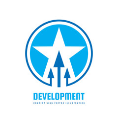 Star and arrows - vector business logo template concept illustration. Leadership creative sign. Winner symbol. Development progress success icon. Decorative graphic design element