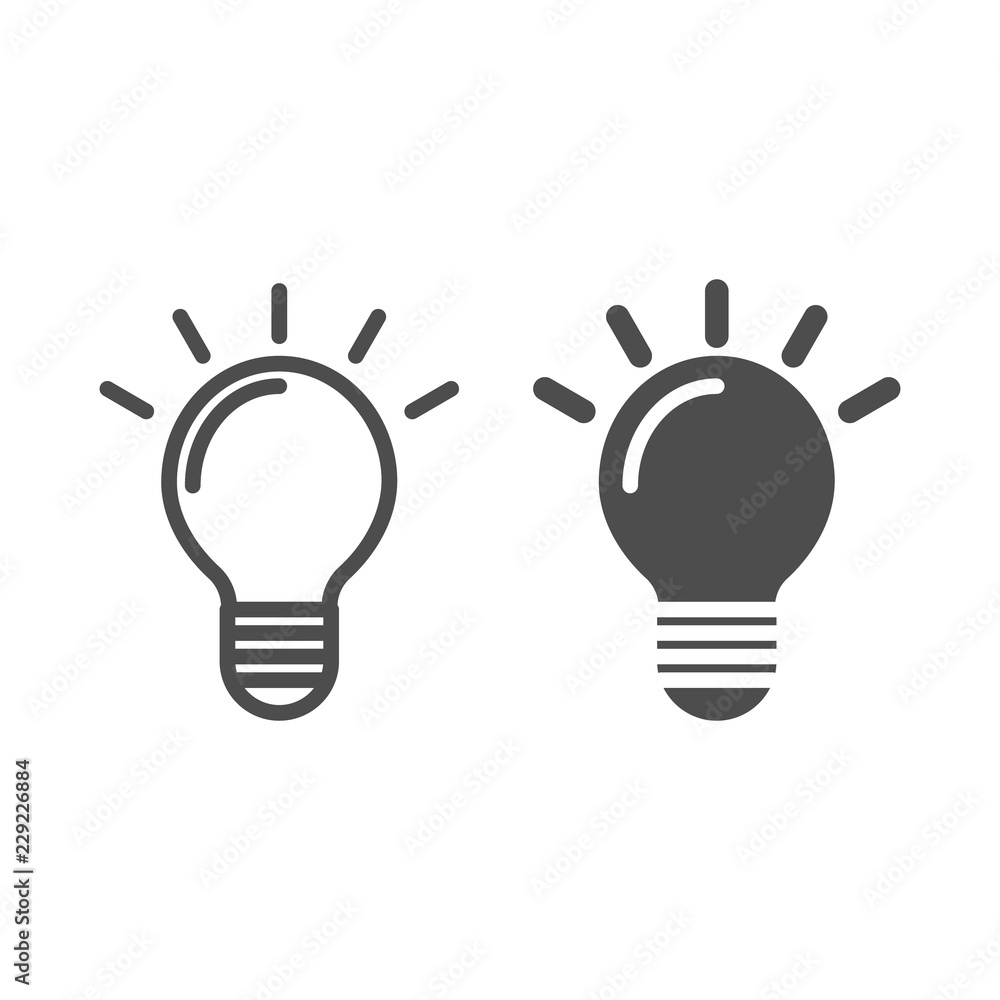 Poster light bulb line and glyph icon. idea vector illustration isolated on white. lamp outline style desig