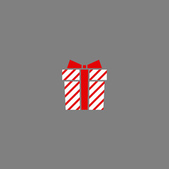 white present box with red ribbon. simple icon isolated on grey background. present sign. flat vector