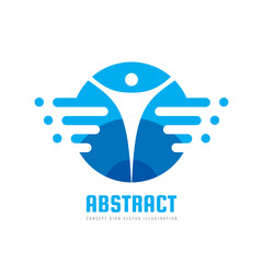 Positive - vector logo template concept illustration. Abstract human character silhouette. Vibrant color symbol. Design element. 