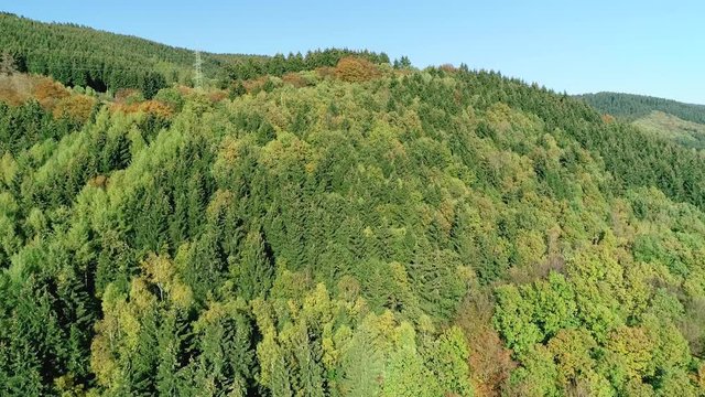 Kamerafahrt einen Berg hoch mit Wald