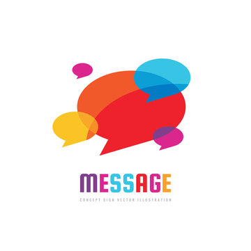 Message - vector logo template concept illustration in flat style. Talking chat creative sign. Social media abstract symbol. Dialogue communication icon. Speech bubble. Graphic design element. 