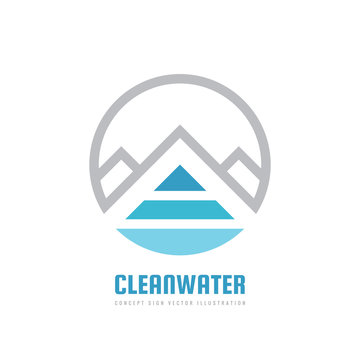 Natural clean water & glacier mountain - vector logo template concept illustration. Expedition mountaineering sign. Tourism symbol. Graphic design element. 