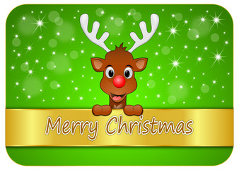 Christmas card with Reindeer wishing Merry Christmas - illustration