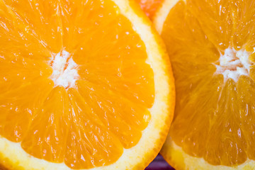 Oranges coupées en macro