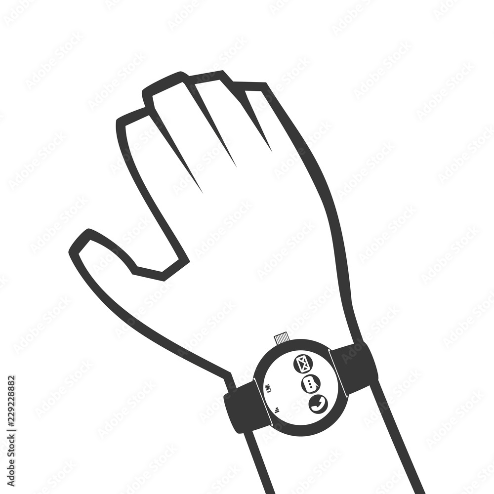 Poster hand using smartwatch technology with apps set