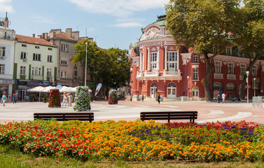 VARNA, BULGARIA - AUGUST 14, 2015: Opera theatre, works from 1947 year - obrazy, fototapety, plakaty