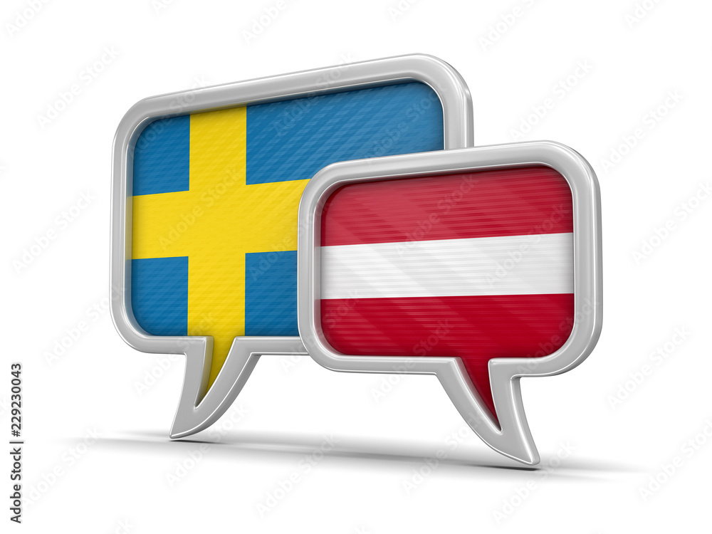 Poster speech bubbles with flags. image with clipping path