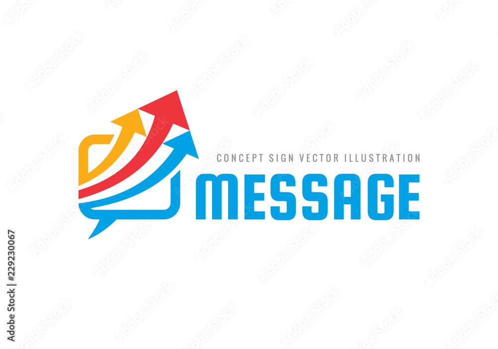 Poster message - speech bubbles with arrows vector business logo template concept illustration. dialogue ta