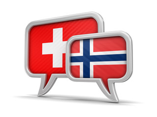 Speech bubbles with flags. Image with clipping path