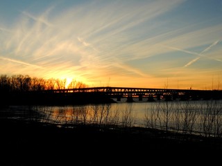 Fototapeta na wymiar River Bridge at Dusk