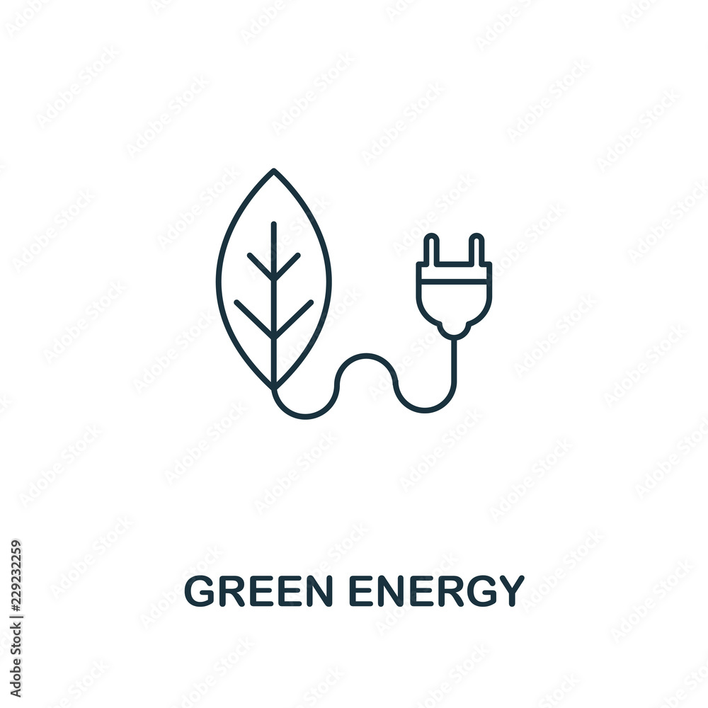 Poster green energy icon outline style. premium pictogram design from power and energy icon collection. sim