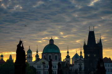 Amazing towers of Charles bridge and old town district, Prague, Czech republic