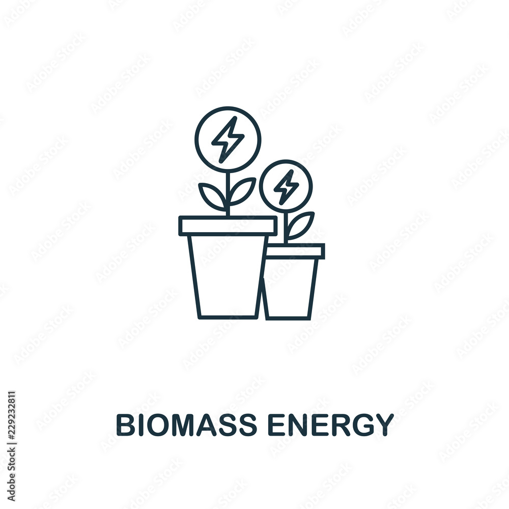 Poster biomass energy icon outline style. premium pictogram design from power and energy icon collection. s
