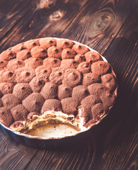 Tiramisu in baking dish