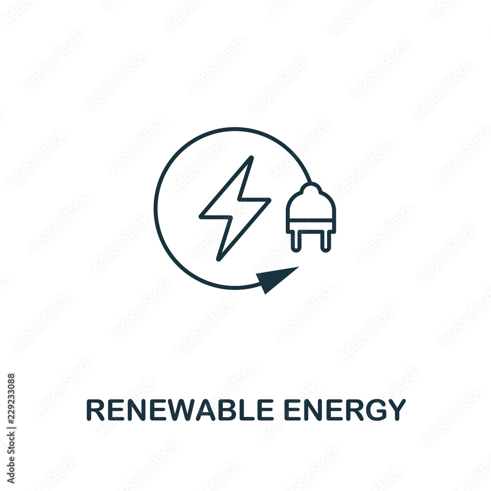 Poster renewable energy icon outline style. premium pictogram design from power and energy icon collection.