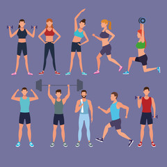 set people doing exersice