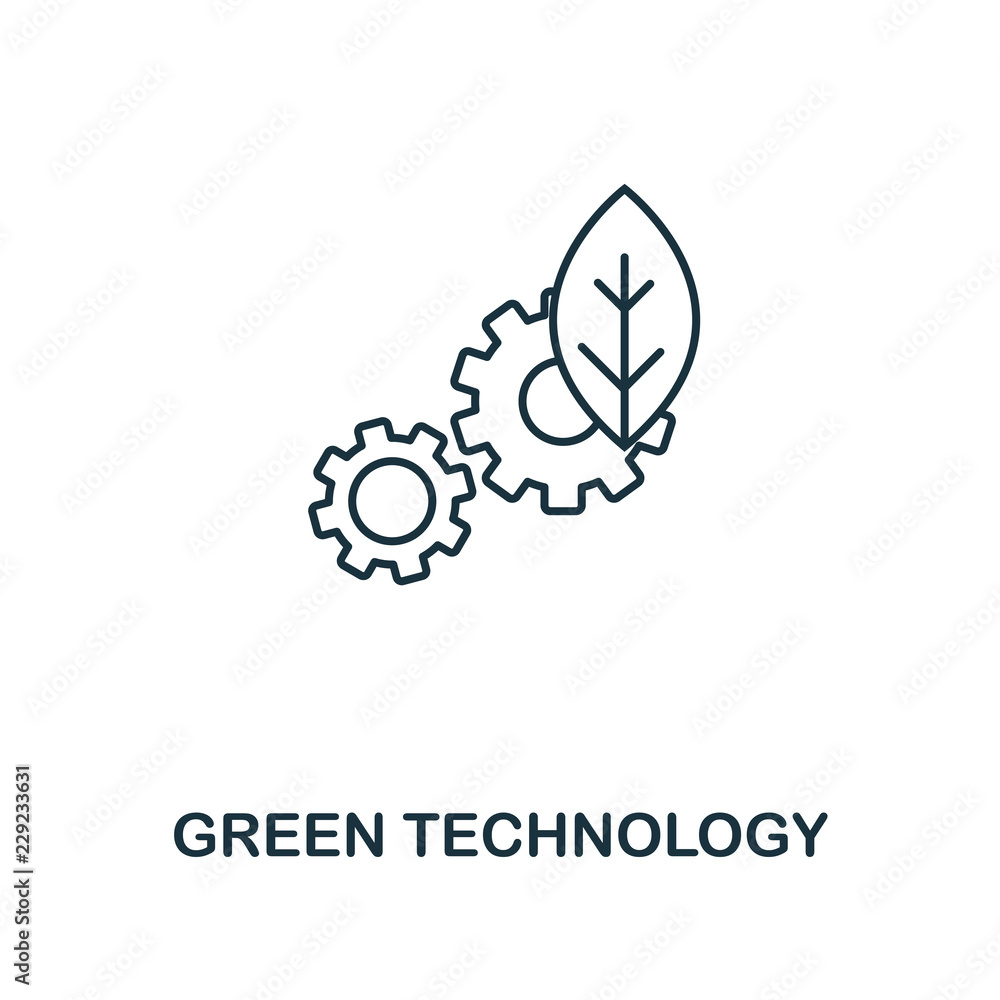 Poster green technology icon outline style. premium pictogram design from power and energy icon collection.
