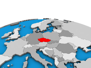 Czech republic on political 3D globe.