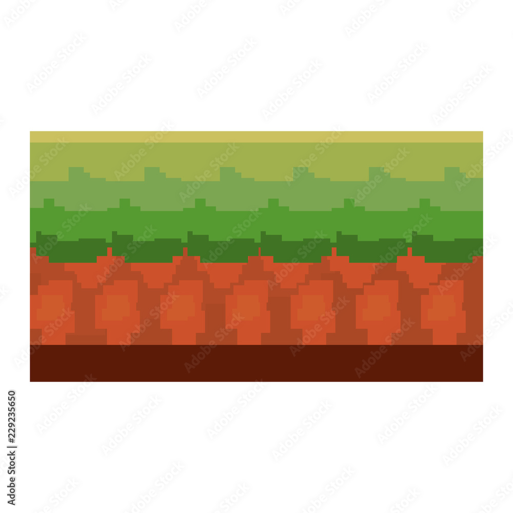 Poster pixel video game ground scene