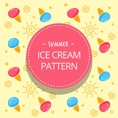 vector cartoon flat hand drawn ice cream pattern texture in soft peach pastel color