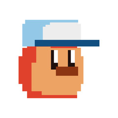 pixel video game character with cap