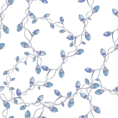 Sewing fabric with Vector blue and dark blue curved garlands with bulbs ...