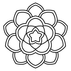 Outline Mandala. Ornamental round doodle flower isolated on white background. Geometric circle element. Vector illustration.