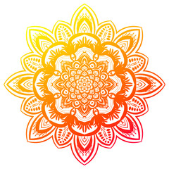 Mandala. Ornamental round doodle flower isolated on white background. Geometric circle element. Vector illustration.