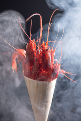 Red shrimps ready to cook