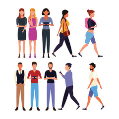 Fototapeta premium Set of people walking