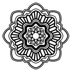 Mandala. Ornamental round doodle flower isolated on white background. Geometric circle element. Vector illustration.