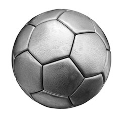 Silver soccer ball isolated on white background