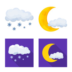 Isolated object of weather and climate logo. Set of weather and cloud stock vector illustration.