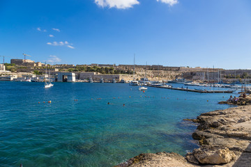 Fototapeta na wymiar Floriana, Malta. Fortress and port