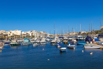 Fototapeta na wymiar Msida, Malta. Boat Harbor