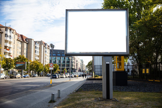 Blank billboard mockup for advertising, City street background