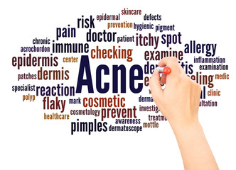 Acne word cloud hand writing concept