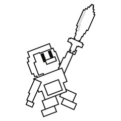 character holding sword video game