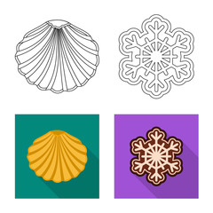 Vector design of biscuit and bake symbol. Set of biscuit and chocolate stock vector illustration.