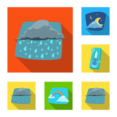 Isolated object of weather and climate logo. Set of weather and cloud stock symbol for web.